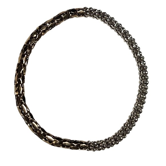 Vintage 1968 Two Tone Gold Silver Chain Bangle Bracelet Retro Fashion Jewelry - Picture 1 of 3